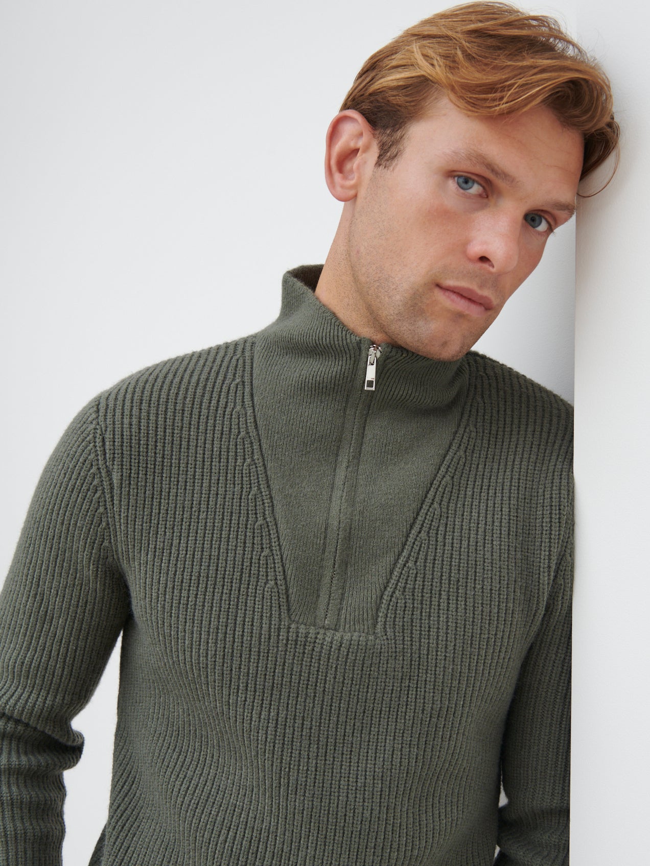 Zachary Half Zip Knit Jumper - Petrol Green