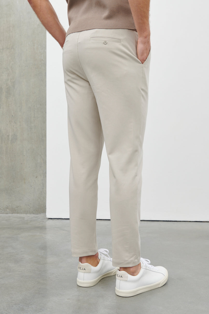 Benson Relaxed Drawstring Straight Leg Trouser Stone