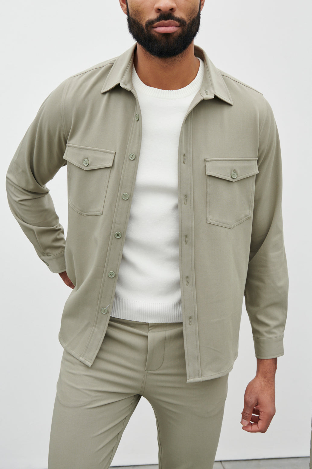 Benson Buttons Down Over Shirt Khaki