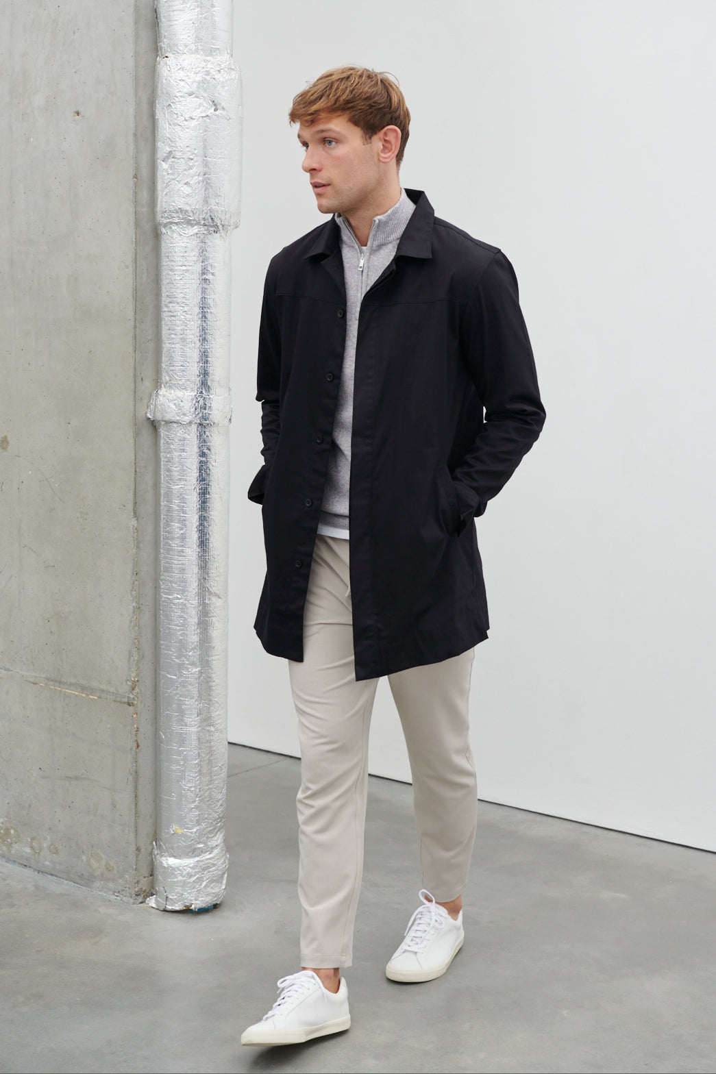 Pierre Long Line Collared Coat