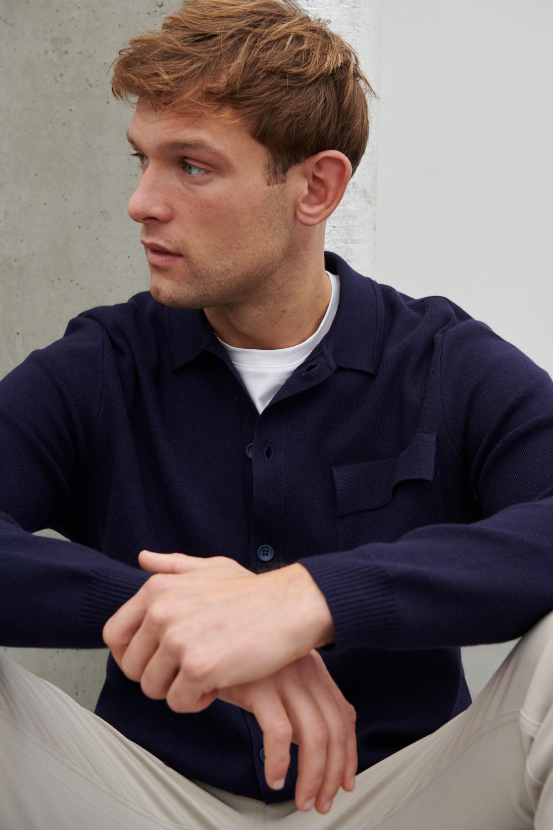 Koen Knitted Long Sleeve Shirt Navy