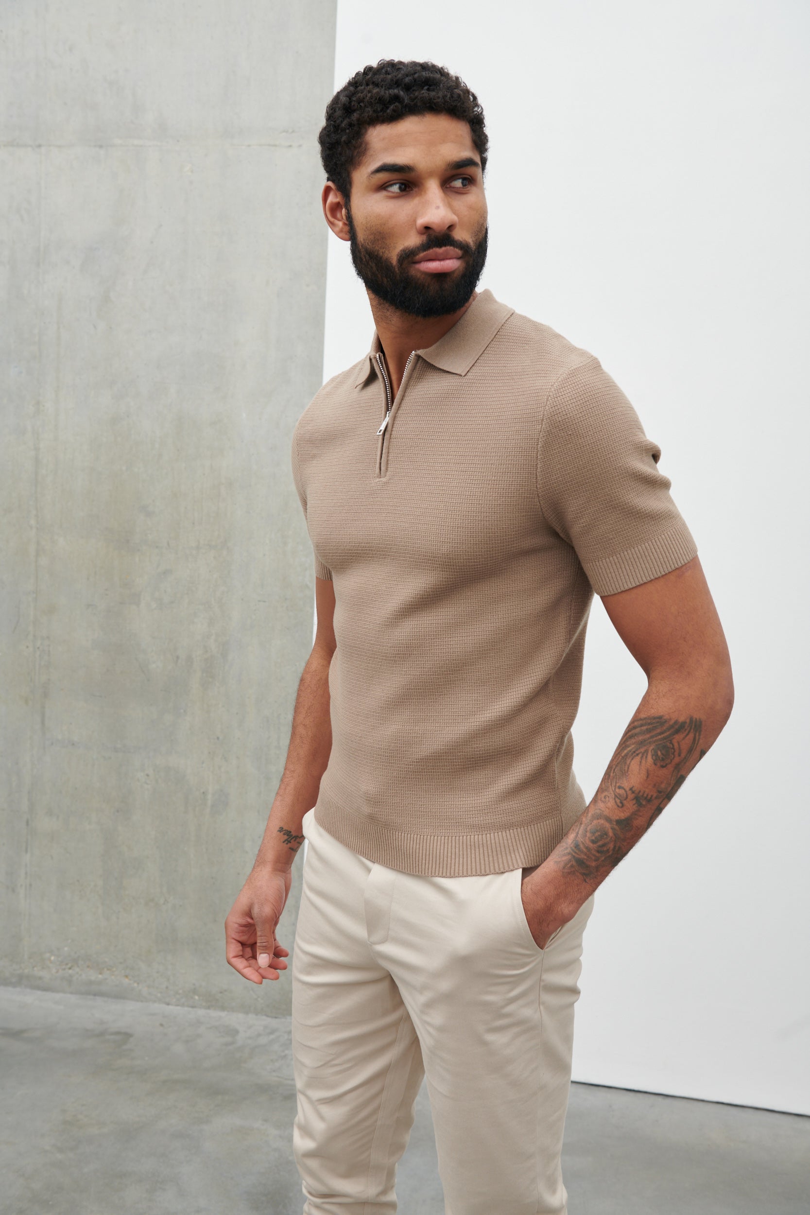 Nolan Textured Zip Polo