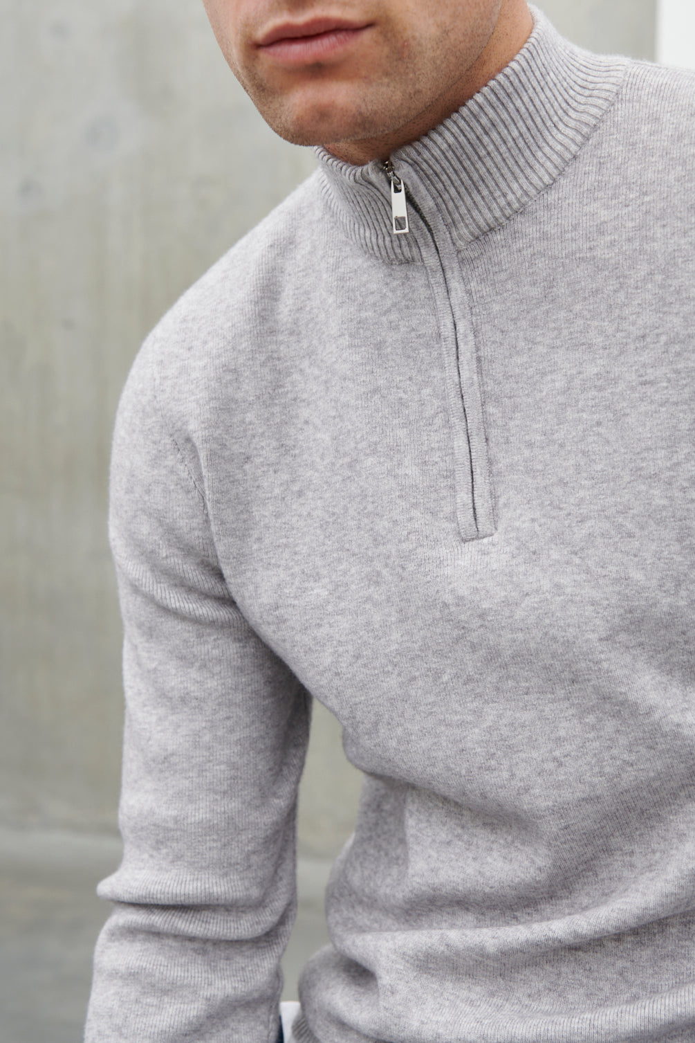 Logan Grown On Neck Half Zip Jumper Grey Marl – Nobl