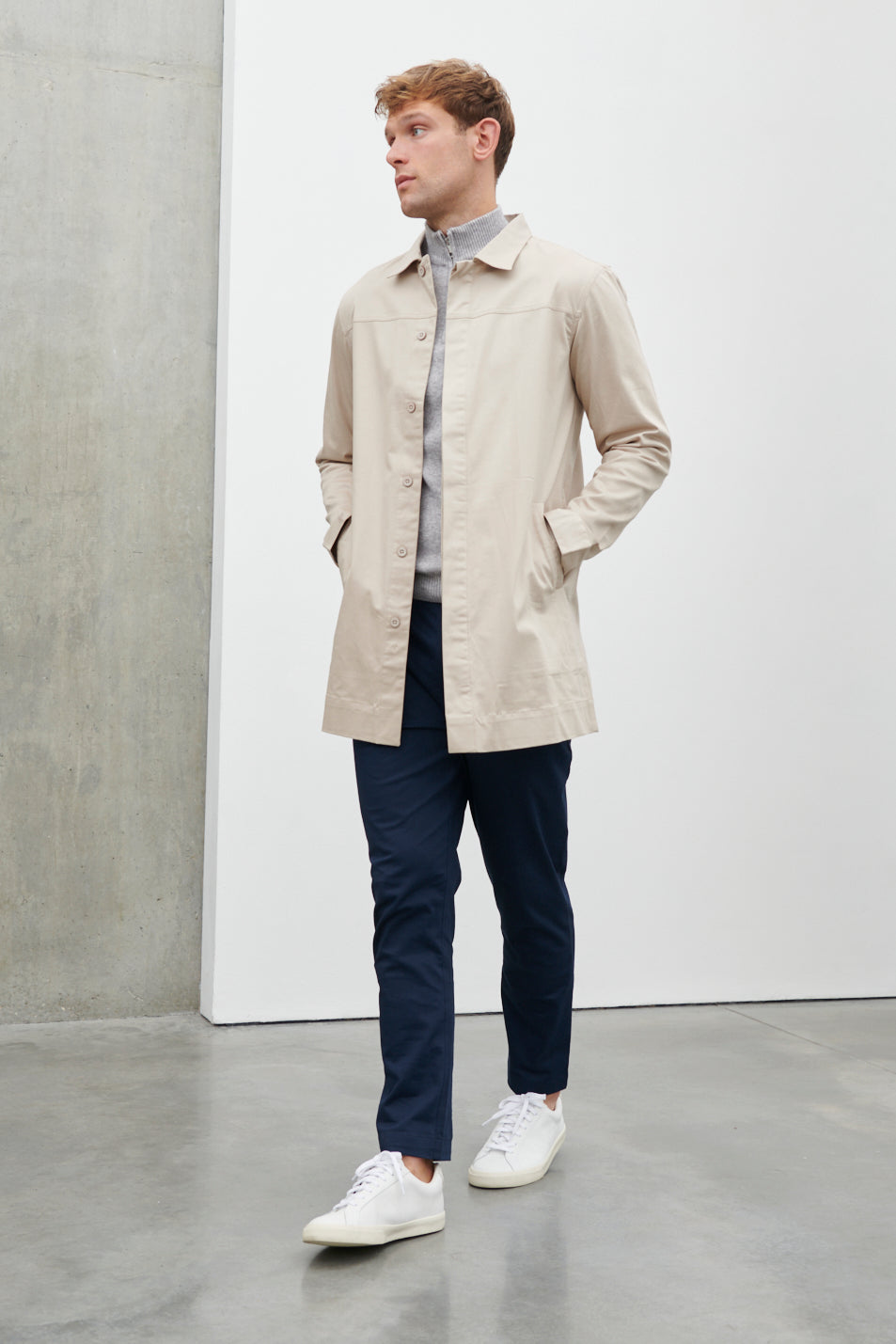 Pierre Long Line Collared Coat