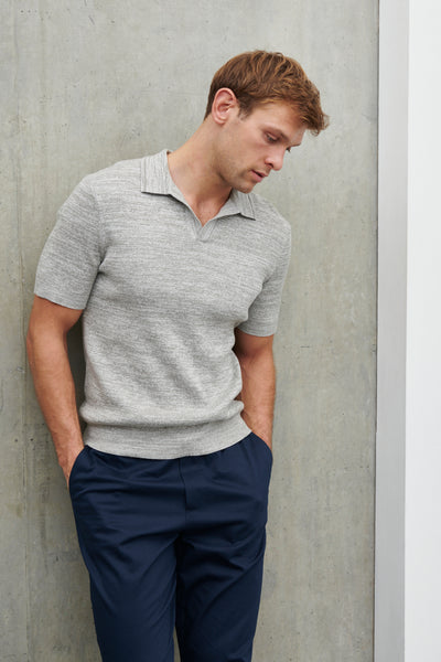 Isaac Space Dye Knit Polo - Grey – Nobl