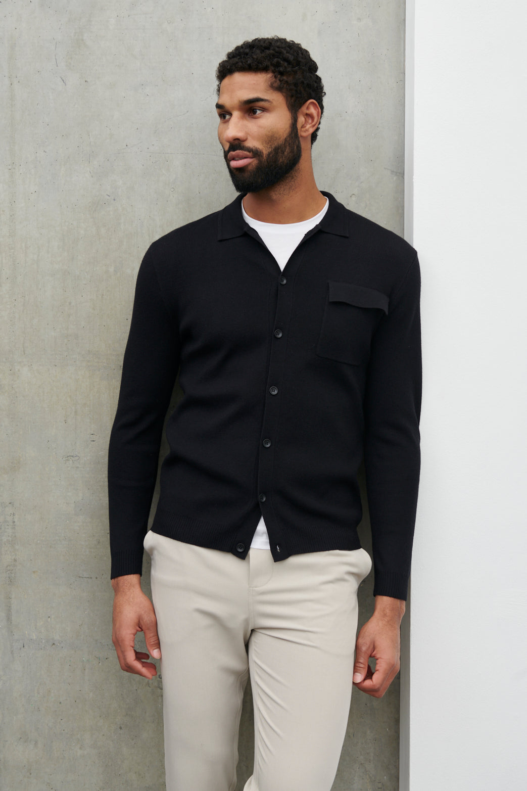 Koen Knitted Long Sleeve Shirt Black